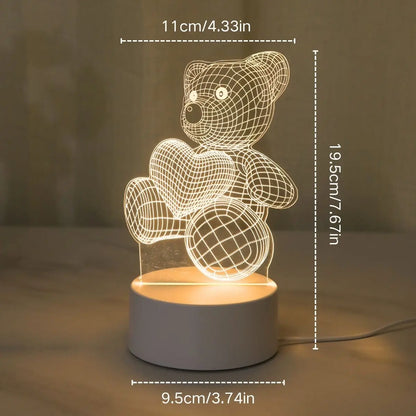 Veilleuse Ourson Cœur 3D : Douceur et Lumière pour Bébé
