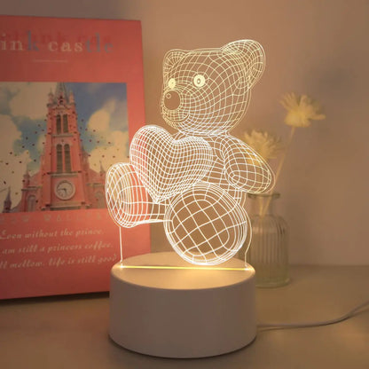 Veilleuse Ourson Cœur 3D : Douceur et Lumière pour Bébé