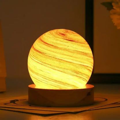 Veilleuse Planète 3D Socle en Bois pour Ambiance Cosy