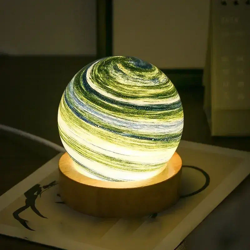 Veilleuse Planète 3D Socle en Bois pour Ambiance Cosy