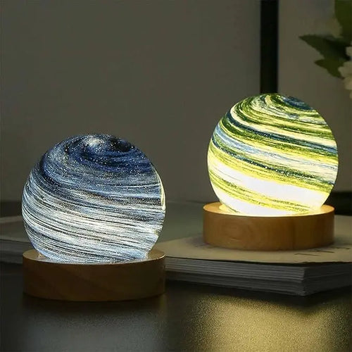 Veilleuse Planète 3D Socle en Bois pour Ambiance Cosy