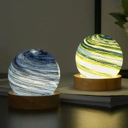 Veilleuse Planète 3D Socle en Bois pour Ambiance Cosy
