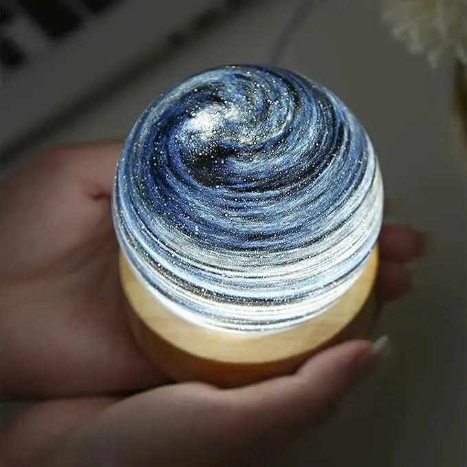 Veilleuse Planète 3D Socle en Bois pour Ambiance Cosy