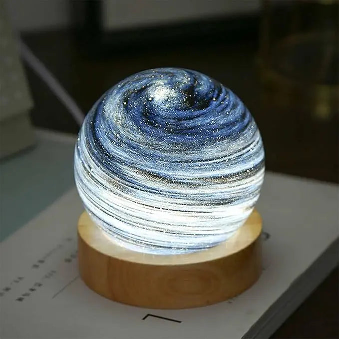 Veilleuse Planète 3D Socle en Bois pour Ambiance Cosy