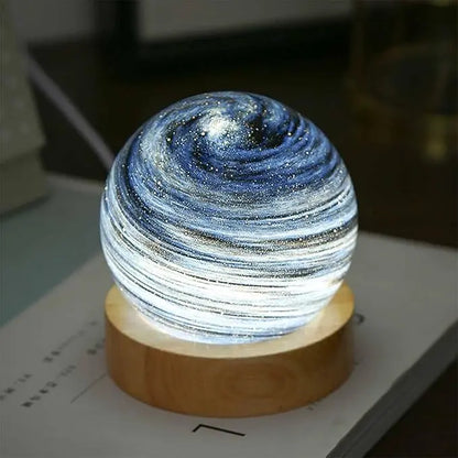 Veilleuse Planète 3D Socle en Bois pour Ambiance Cosy