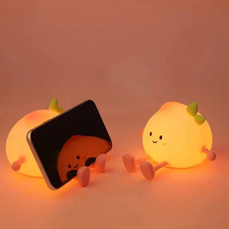 Veilleuse Portable en Forme de Pêche - Éclairage Doux et Mobile