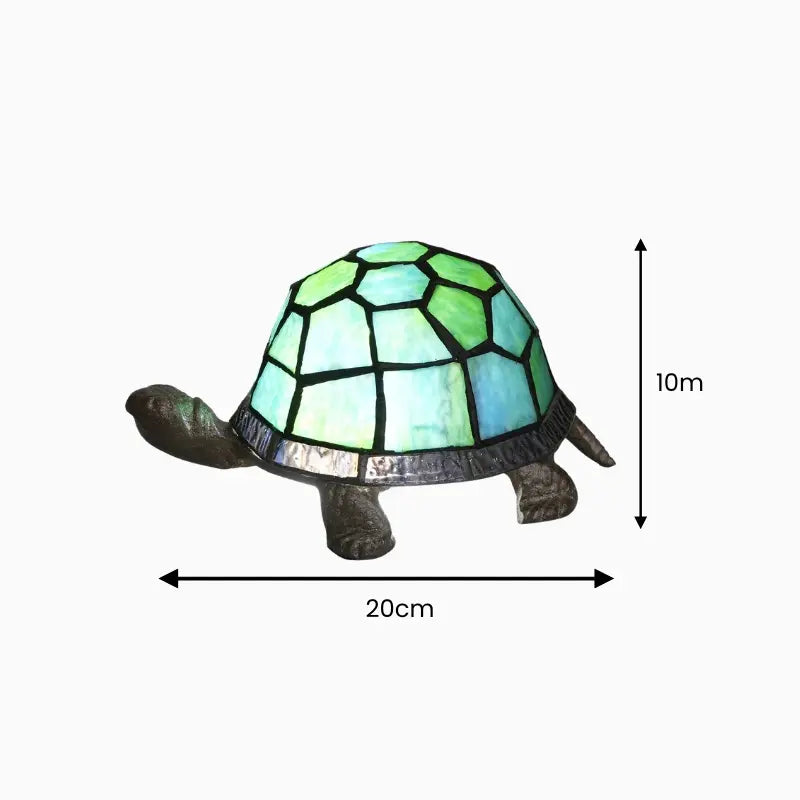 Veilleuse Tortue en Verre Coloré avec Base Métal Antique - Élégance et Lumière